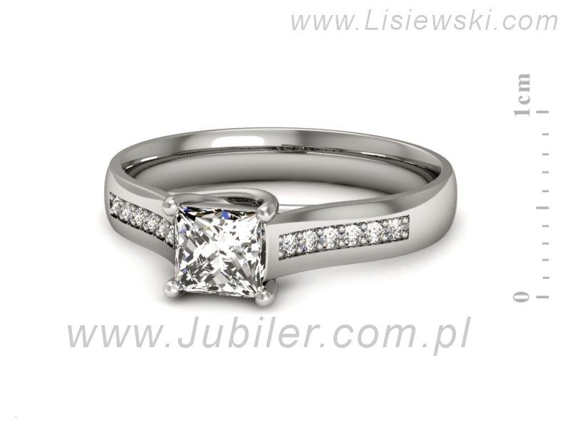 Złoty pierścionek z diamentami białe złoto - p16298b — zdjęcie 2