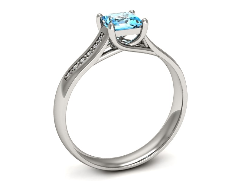 Pierścionek zaręczynowy z topazem i brylantami - p16298ba — zdjęcie 3