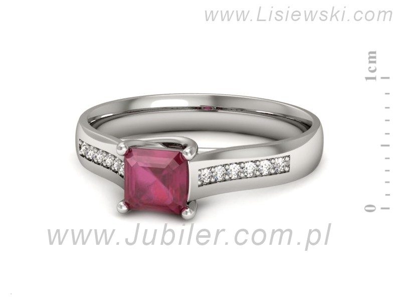 Pierścionek z rubinem i brylantami białe złoto - p16298br — zdjęcie 2
