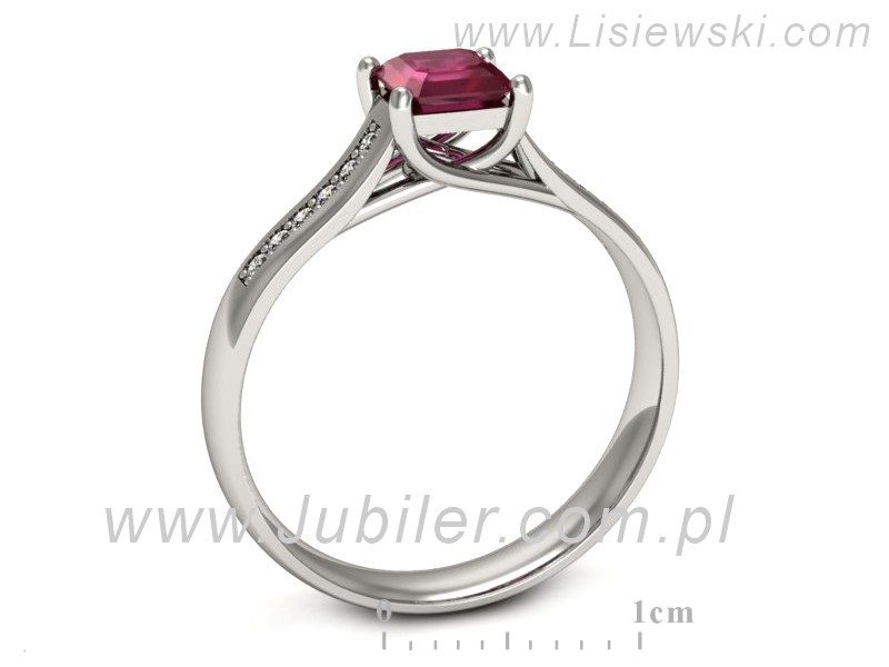 Pierścionek z rubinem i brylantami białe złoto - p16298br — zdjęcie 3