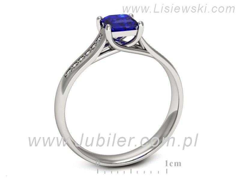 Pierścionek z szafirem i brylantami białe złoto - p16298bszc — zdjęcie 3