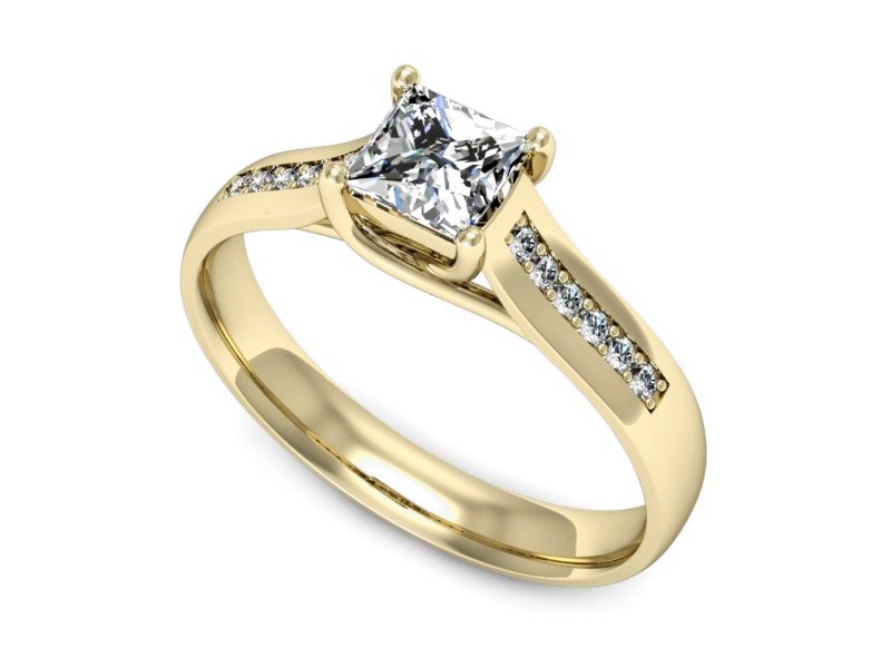 Złoty pierścionek z diamentami żółte złoto - p16298z