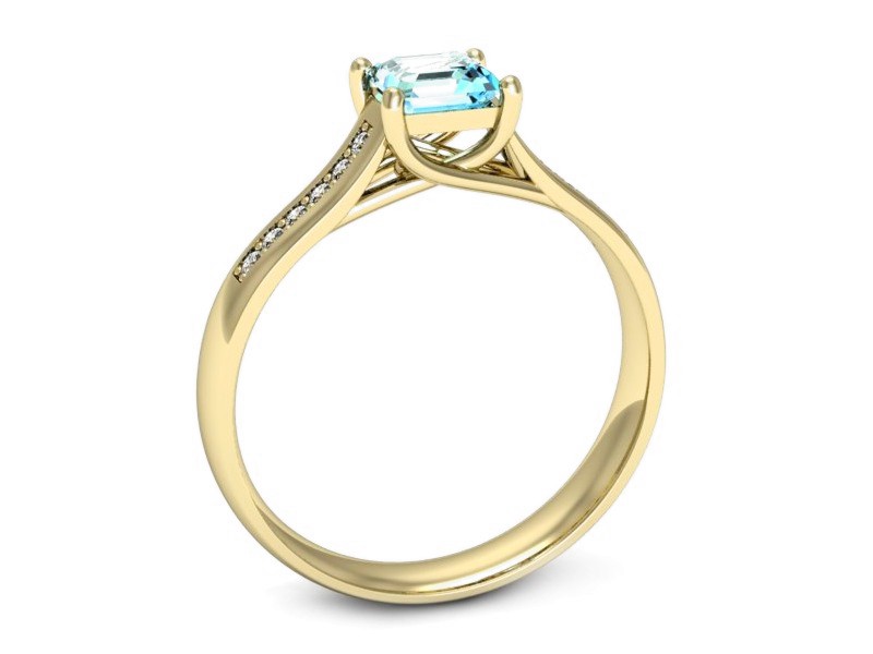 Złoty pierścionek z topazem i brylantami - p16298za — zdjęcie 3