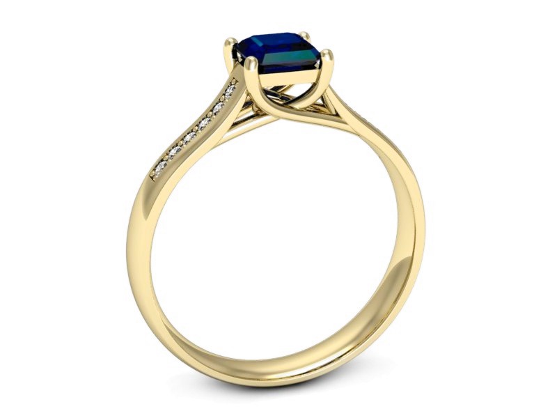 Złoty pierścionek z szafirem i brylantami - p16298zsz — zdjęcie 3