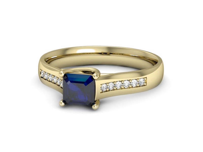 Złoty pierścionek z szafirem i brylantami - p16298zsz — zdjęcie 2