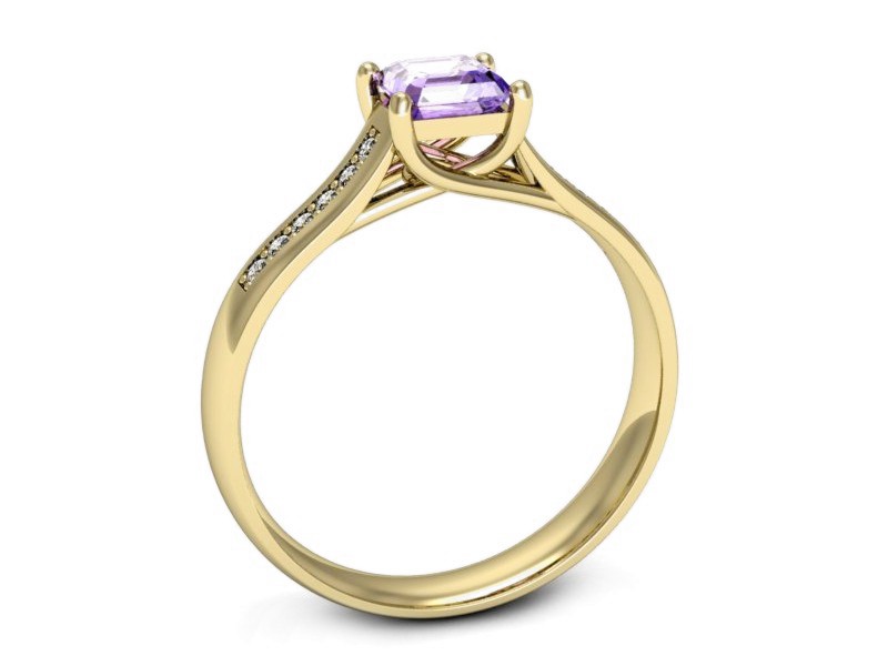 Pierścionek z tanzanitem i brylantami żółte złoto - p16298zt — zdjęcie 3