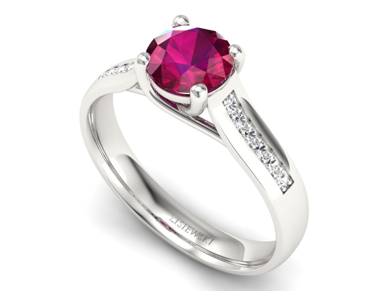 Pierścionek z rubinem i brylantami białe złoto - p16299br — zdjęcie 3