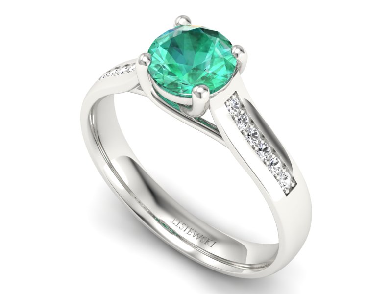 Złoty pierścionek ze szmaragdem i brylantami - p16299bsm — zdjęcie 3