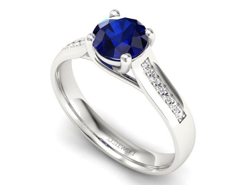 Pierścionek z szafirem i brylantami białe złoto - p16299bsz — zdjęcie 3