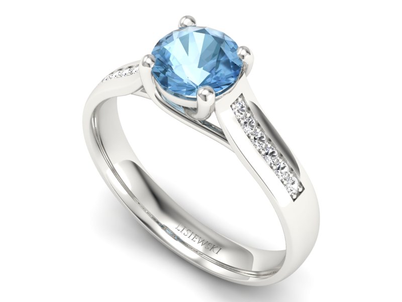 Pierścionek z topazem i brylantami białe złoto - p16299btp — zdjęcie 3