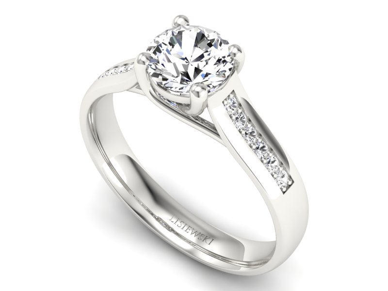 Złoty pierścionek z brylantami białe złoto - p16299bV — zdjęcie 3