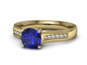 Złoty pierścionek z szafirem i diamentami - p16299zszc - 2