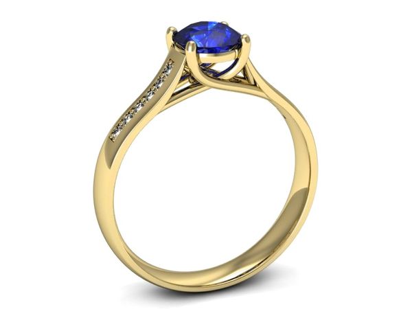 Złoty pierścionek z szafirem i diamentami - p16299zszc
