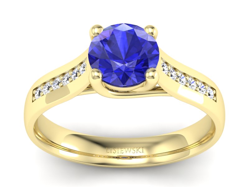 Złoty pierścionek z szafirem i diamentami - p16299zszc