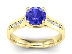 Złoty pierścionek z szafirem i diamentami - p16299zszc