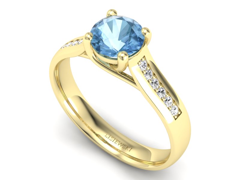 Pierścionek z topazem i brylantami żółte złoto - p16299ztp — zdjęcie 3