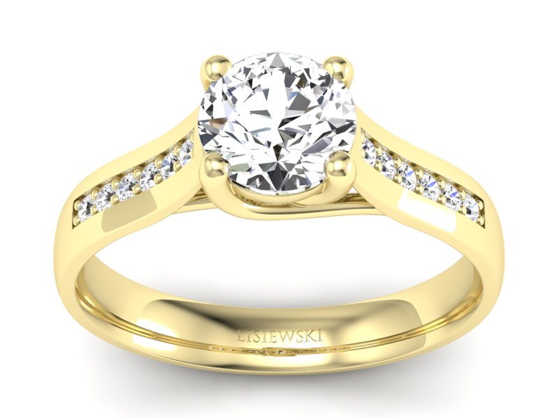 Złoty pierścionek z brylantami żółte złoto - p16299zV