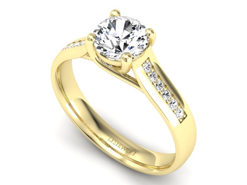 Złoty pierścionek z brylantami żółte złoto - p16299zV — zdjęcie 3