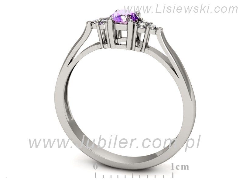 Pierścionek z ametystem i brylantami białe złoto - p16301bat — zdjęcie 3