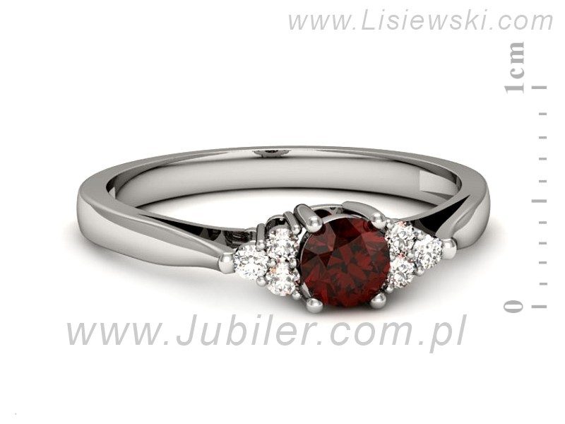 Pierścionek białe złoto z granatem i brylantami - p16301bgr — zdjęcie 2