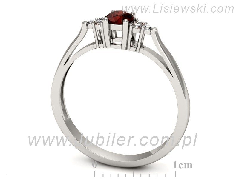 Pierścionek białe złoto z granatem i brylantami - p16301bgr — zdjęcie 3