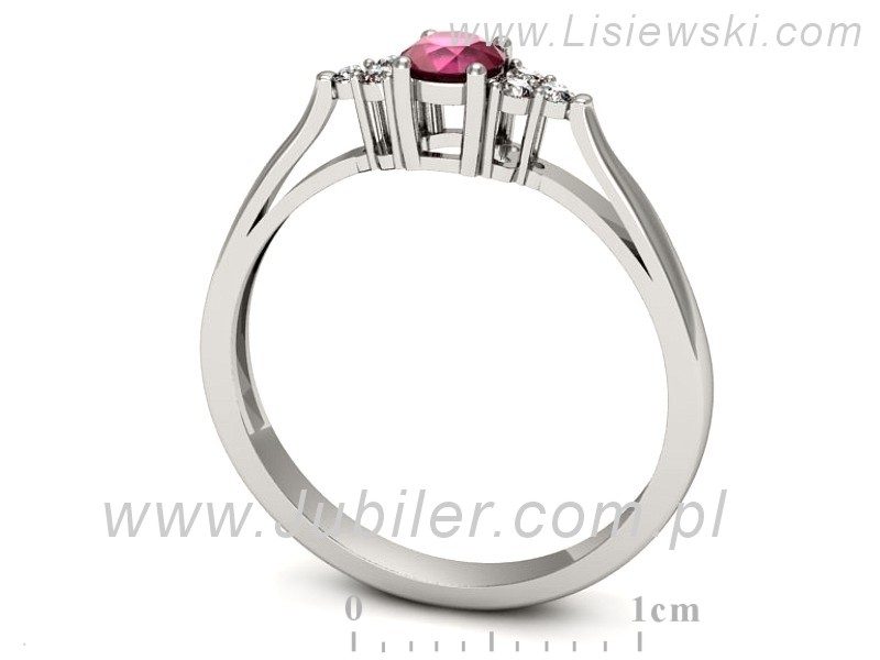 Pierścionek z rubinem i brylantami białe złoto - p16301br — zdjęcie 3