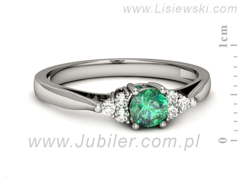 Złoty pierścionek ze szmaragdem i brylantami - p16301bsm — zdjęcie 2