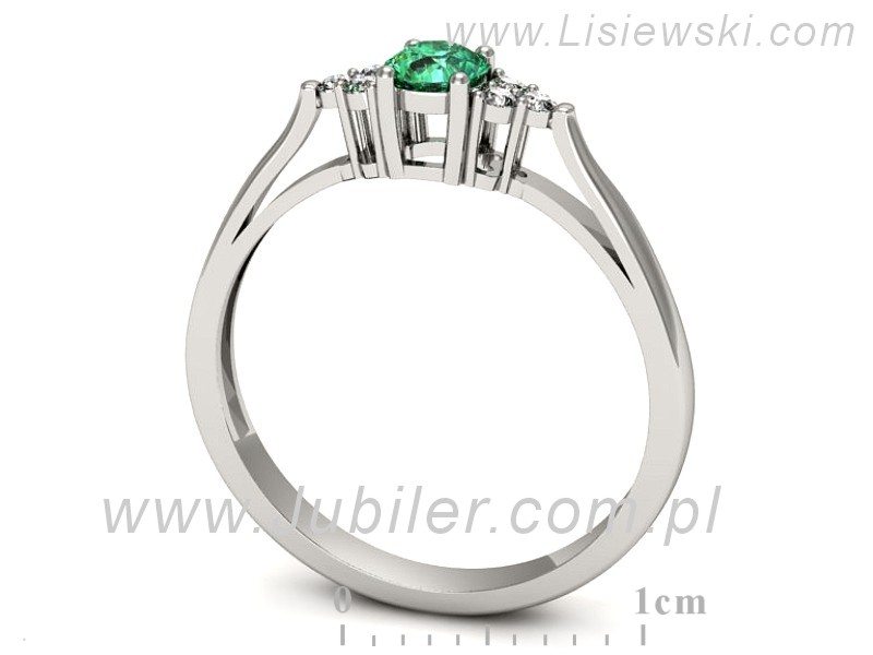 Złoty pierścionek ze szmaragdem i brylantami - p16301bsm — zdjęcie 3