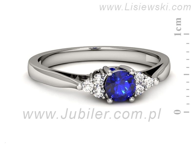 Pierścionek z szafirem i brylantami białe złoto - p16301bszc — zdjęcie 2