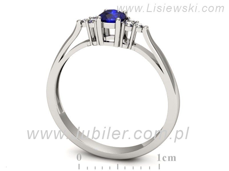 Pierścionek z szafirem i brylantami białe złoto - p16301bszc — zdjęcie 3
