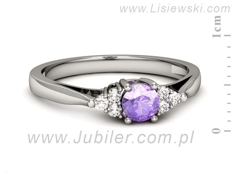 Pierścionek z tanzanitem białe złoto z brylantami - p16301bt — zdjęcie 2