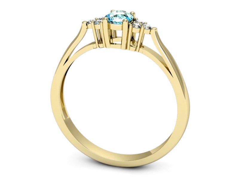 Pierścionek z topazem i brylantami żółte złoto - p16301za — zdjęcie 3