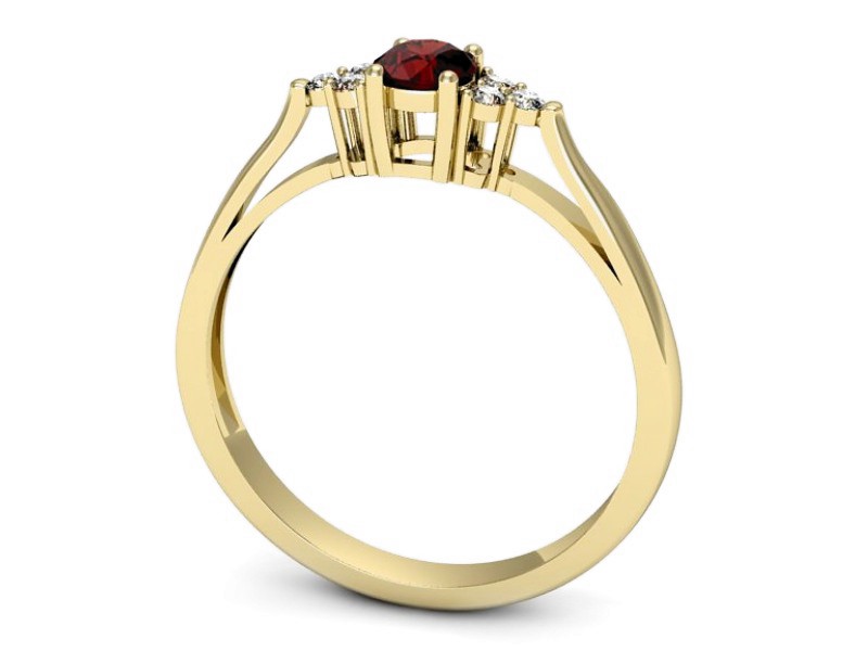 Złoty pierścionek z granatem żółte złoto - p16301zgr — zdjęcie 3