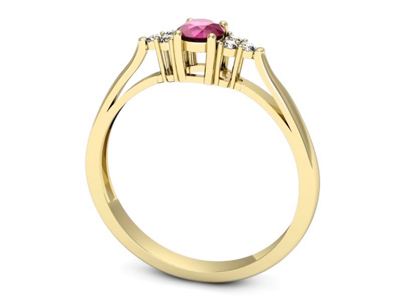 Pierścionek z rubinem i brylantami żółte złoto - p16301zr — zdjęcie 3