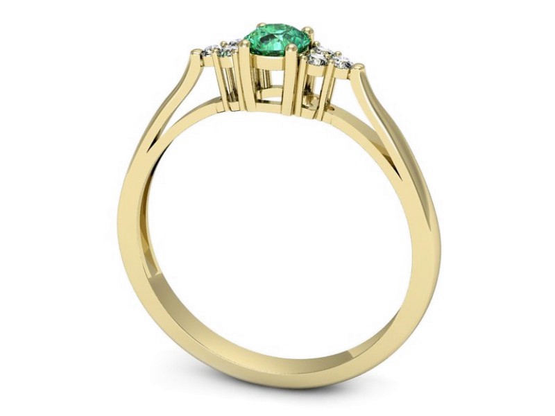Złoty pierścionek ze szmaragdem i diamentami - p16301zsm — zdjęcie 3