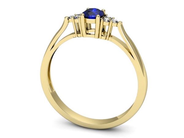 Złoty pierścionek z szafirem i diamentami - p16301zszc
