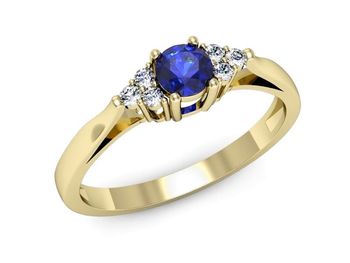Złoty pierścionek z szafirem i diamentami - p16301zszc - 1