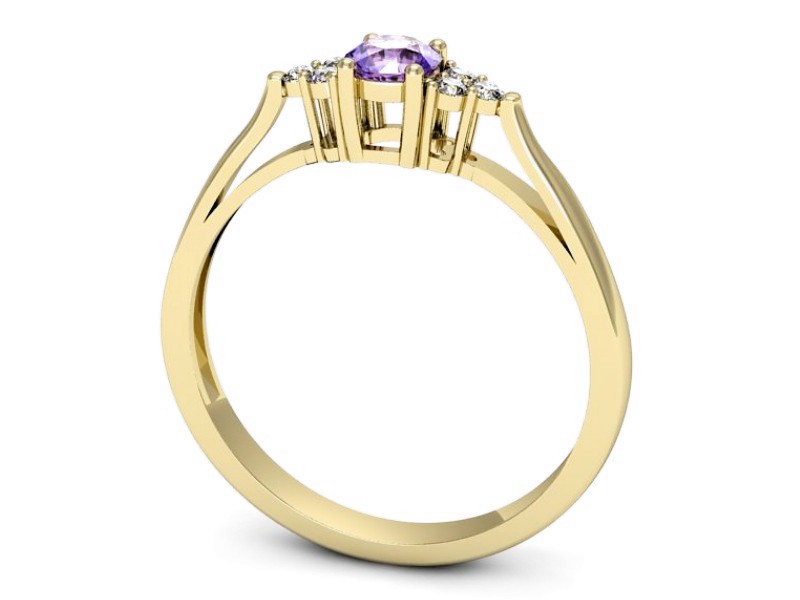 Pierścionek z tanzanitem i brylantami żółte złoto - p16301zt — zdjęcie 3