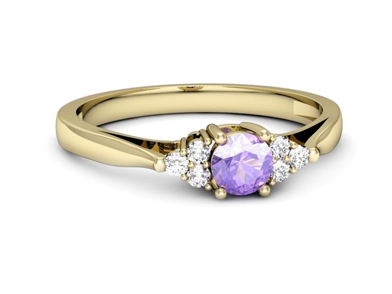 Pierścionek z tanzanitem i brylantami żółte złoto - p16301zt — zdjęcie 2