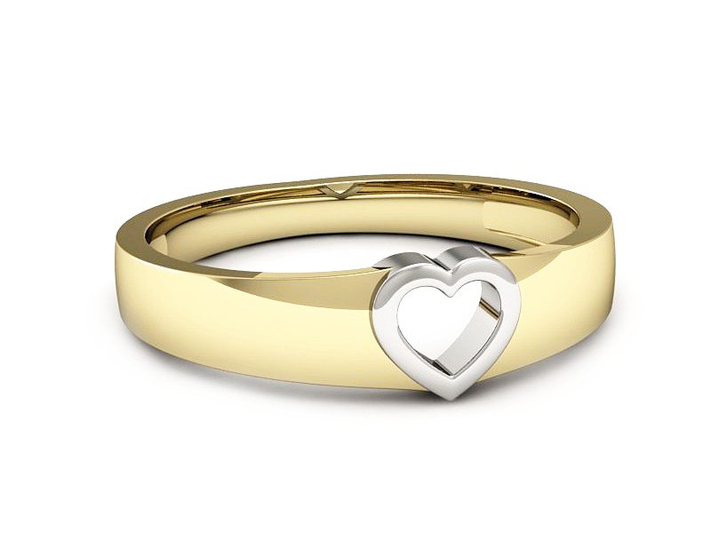 Złoty pierścionek z białego i żółtego złota - p16302zb — zdjęcie 3