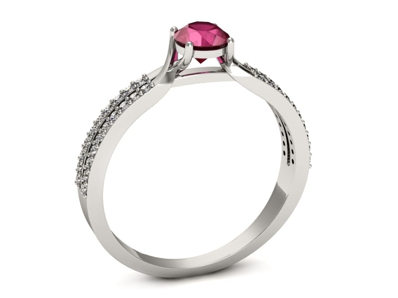 Pierścionek z rubinem i brylantami białe złoto - p16303br — zdjęcie 3