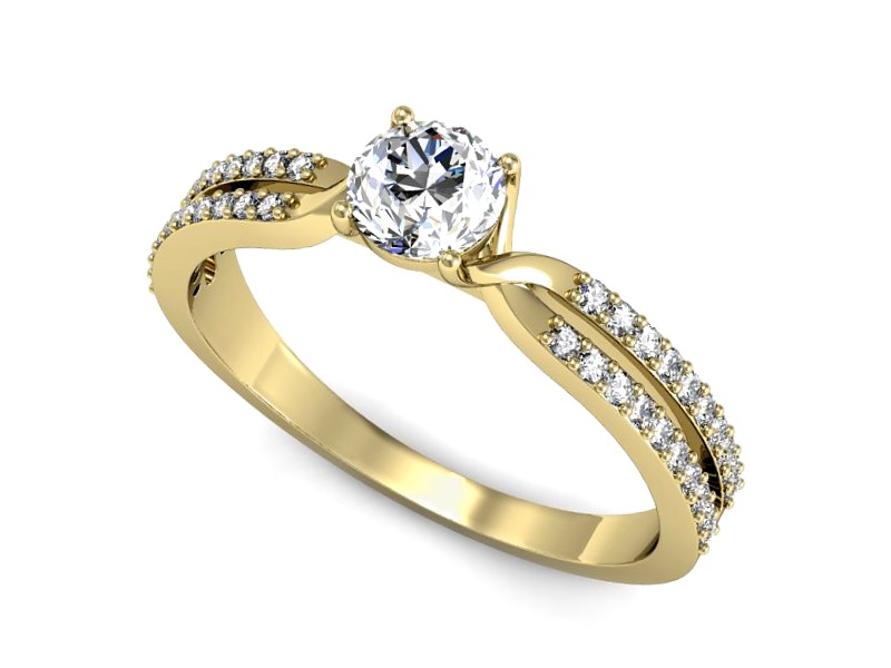 Złoty pierścionek z brylantami żółte złoto - p16303z