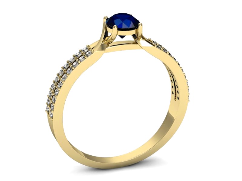 Złoty pierścionek z szafirem i diamentami - p16303zsz — zdjęcie 3