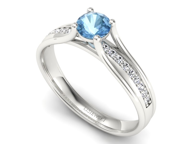 Pierścionek z topazem i brylantami białe złoto - p16304ba — zdjęcie 3