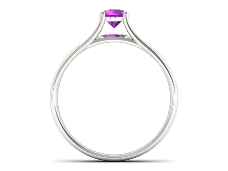 Pierścionek z ametystem i brylantami białe złoto - p16304bat — zdjęcie 2