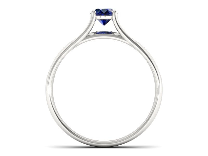 Pierścionek z szafirem i brylantami białe złoto - p16304bsz — zdjęcie 2