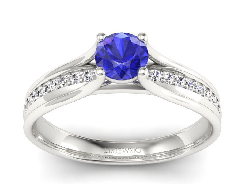 Złoty pierścionek z szafirem i brylantami - p16304bszc