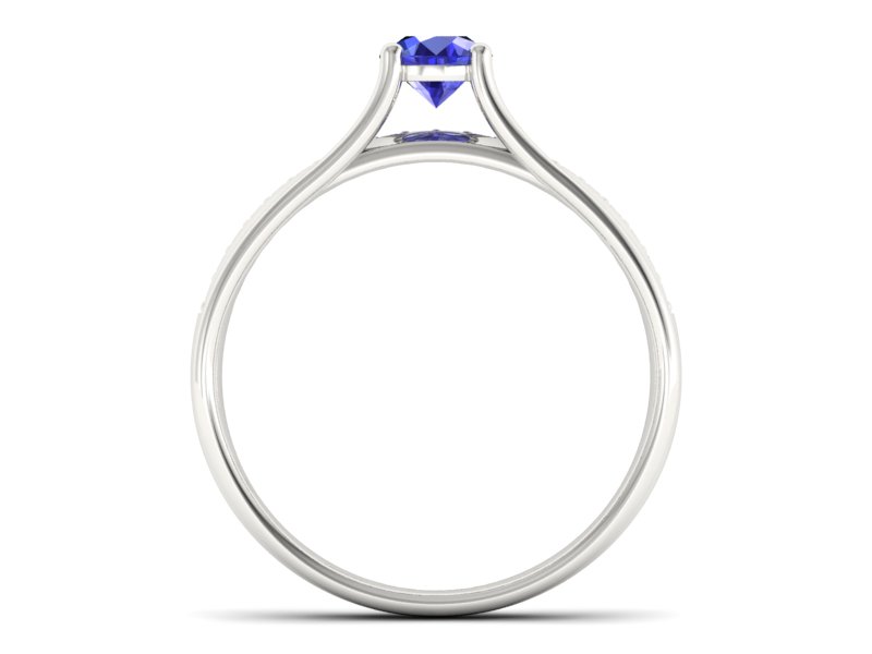 Złoty pierścionek z szafirem i brylantami - p16304bszc — zdjęcie 2