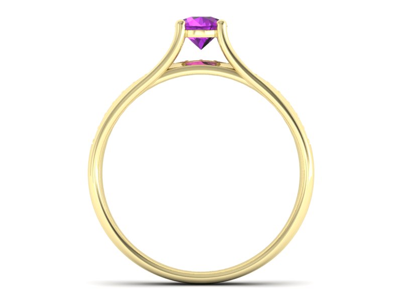 Pierścionek ametyst i brylanty żółte złoto - p16304zat — zdjęcie 2