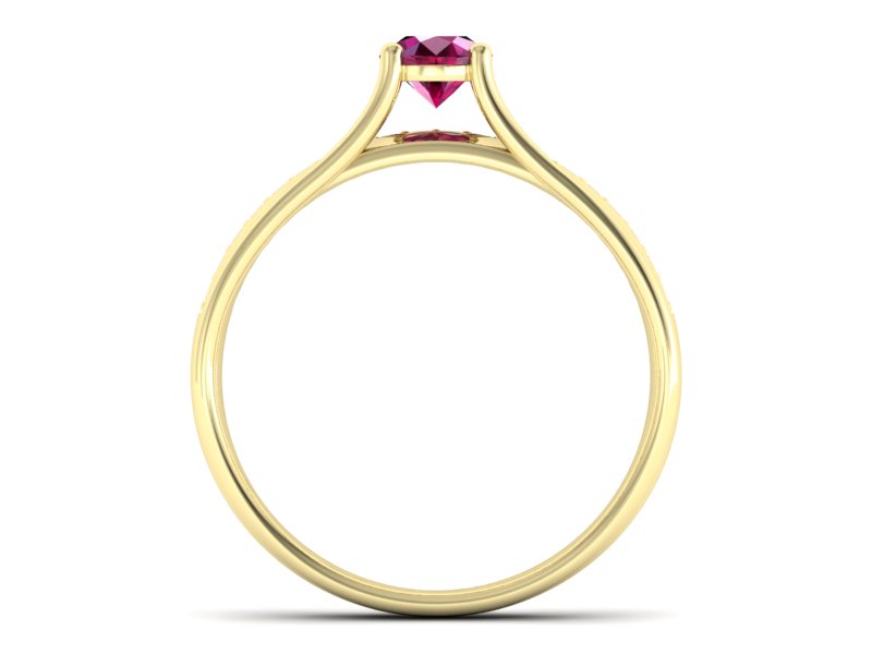Pierścionek z rubinem i brylantami żółte złoto - p16304zr — zdjęcie 2